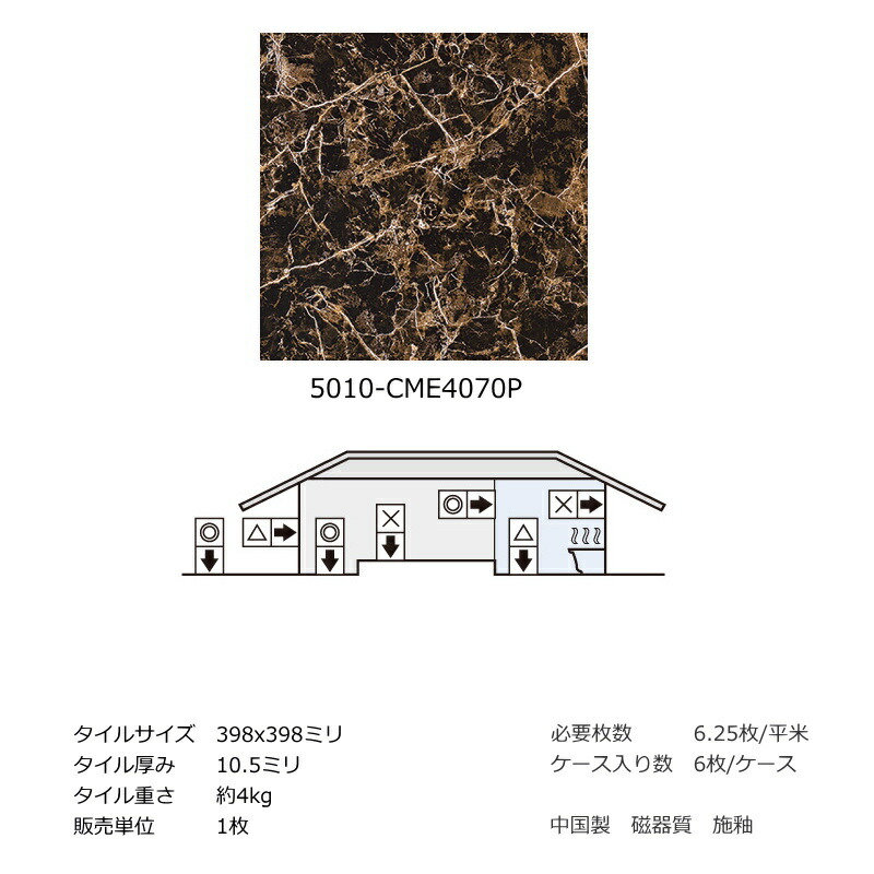 大理石調 400 角 タイル 磨き ポリッシュ 磁器質 石目模様 エレガント