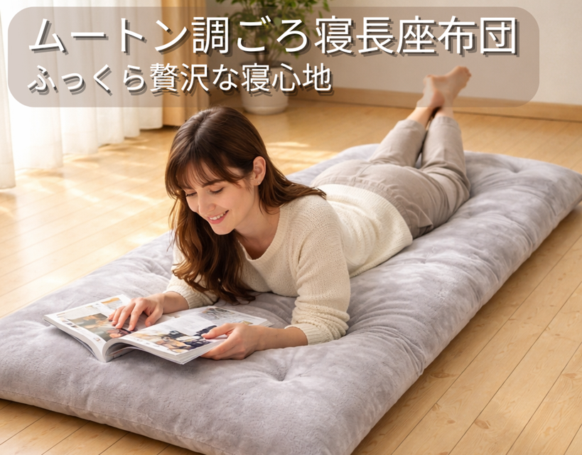 リードカキノ ごろ寝長座布団 日本製 ムートン調 75×190cm ふっくら 中