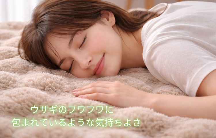 リードカキノ 敷きパッド ダブル 140×205cm ラビットファー フェイク