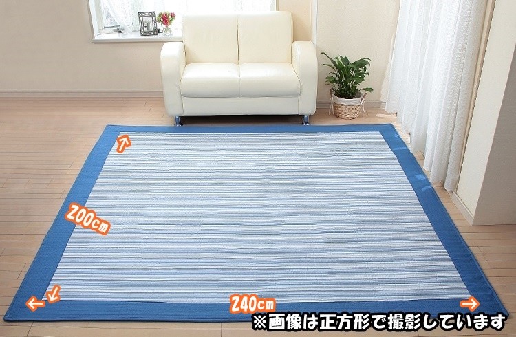 リードカキノ ラグ 綿 洗える 3畳用 200×240cm しじら織 長方形 四角