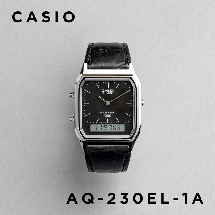 CASIO STANDARD MEN カシオ AQ-230EL 腕時計 時計 ブランド メンズ レディース チープカシオ チプカシ アナデジ 日付 レザー 皮ベルト 角型 ギフト プレゼントの画像