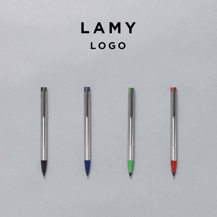 Lamy ロゴ　ボールペン・万年筆 ・シャープペン3本セット 名入れ代込み】ラミー ロゴ ステンレス ブラック（ボールペン