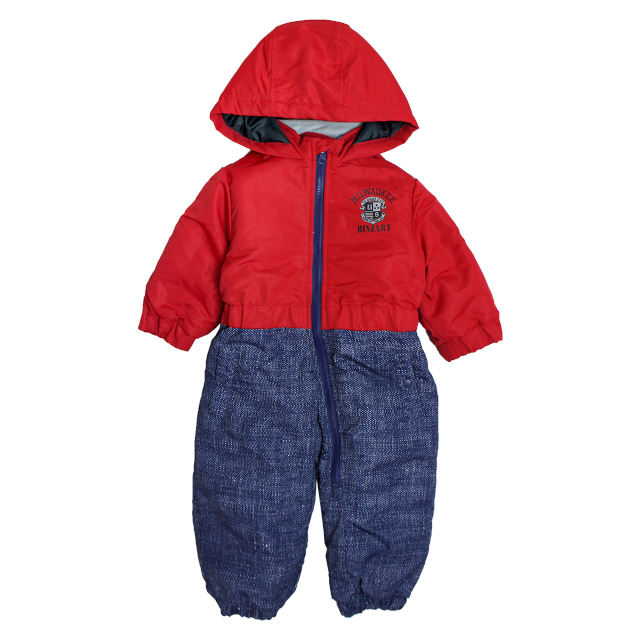 ベビー ジャンプスーツ 男の子 子供 デニム柄 スノーウェア 撥水 雪遊び 中綿 カバーオール つなぎ 80cm 90cm 95cm |  | 01