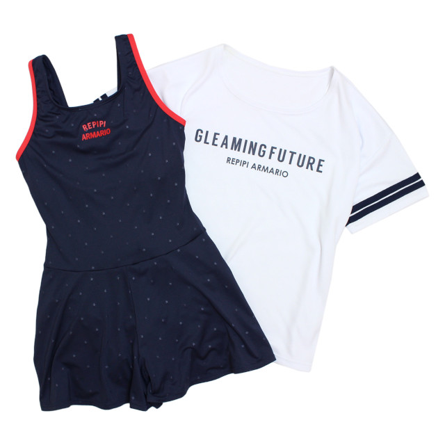 水着 スクール水着 女の子 子供 キッズ ジュニア ワンピース水着 Tシャツ付き REPIPI ARMARIO レピピ アルマリオ スカート風 |  | 01
