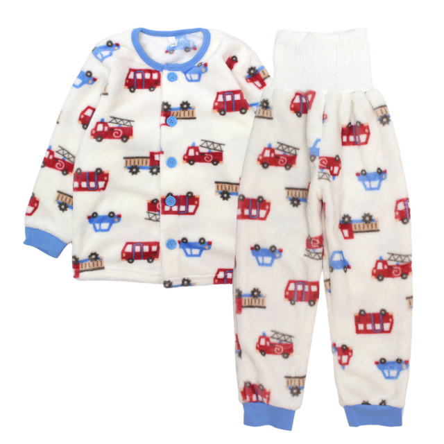 パジャマ 長袖 子供 キッズ 男の子 フリース素材 上下 腹巻付き 丸首 前開きタイプ 恐竜柄 くるま柄 寝巻き 秋 冬 100cm 110cm 120cm 130cm |  | 01