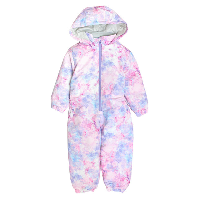 スキーウェア キッズ ジャンプスーツ 女の子 子供 花柄 雪遊び 撥水