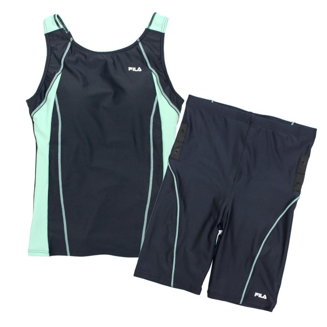 フィットネス 水着 レディース セパレート 女性用 フィラ FILA ノースリーブ めくれ防止 体型カバー 15号 17号 19号 大きいサイズ | FILA | 03