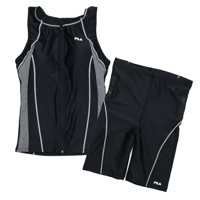 フィットネス 水着 レディース セパレート 女性用 フィラ FILA ノースリーブ 前ファスナー 体型カバー 9号 11号 13号 | FILA | 01