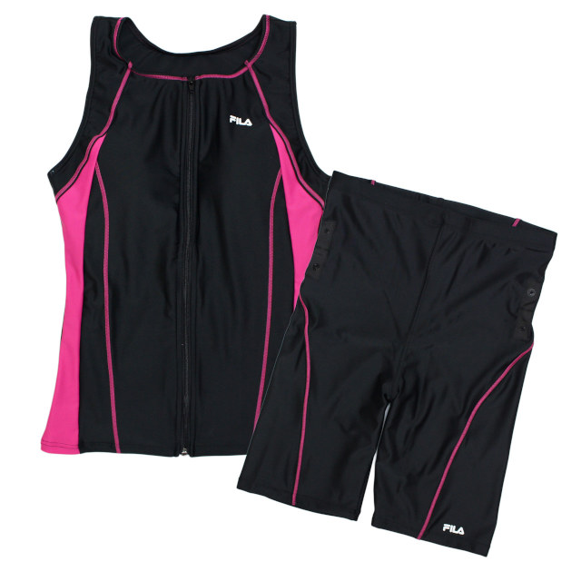 フィットネス 水着 レディース セパレート 女性用 フィラ FILA ノースリーブ 前ファスナー 体型カバー 9号 11号 13号 | FILA | 02