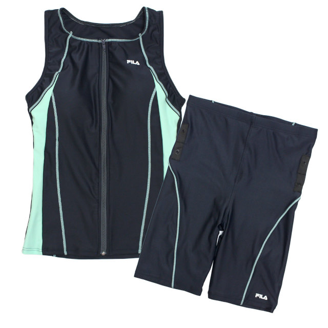 フィットネス 水着 レディース セパレート 女性用 フィラ FILA ノースリーブ 前ファスナー 体型カバー 9号 11号 13号 | FILA | 03