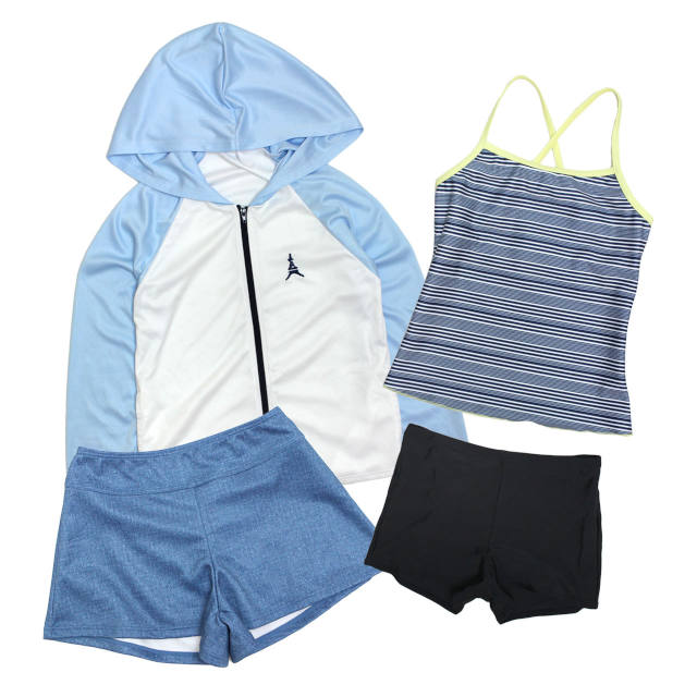 水着 女の子 キッズ ジュニア セパレート水着 PERSON'S パーソンズ 子供 ラッシュパーカー キュロット 4点セット 130cm 140cm 150cm 160cm | PERSON'S(ファッション) | 01