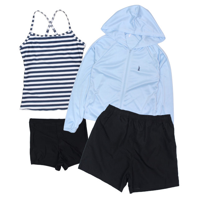 水着 女の子 キッズ ジュニア セパレート水着 ラッシュパーカー EASTBOY イーストボーイ 子供 タンキニ パンツ 4点セット 140cm 150cm 160cm |  | 01