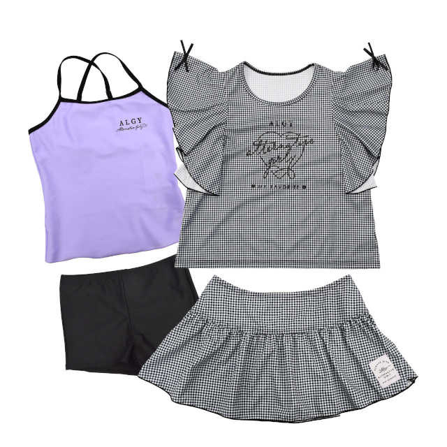水着 女の子 キッズ ジュニア セパレート水着 ALGY アルジー 子供 Tシャツ付き タンキニ スカート 4点セット 130cm 140cm 150cm 160cm |  | 02