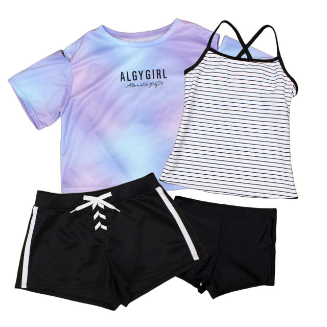水着 女の子 キッズ ジュニア セパレート水着 ALGY アルジー 子供 Tシャツ付き タンキニ ボトム 4点セット 140cm 150cm 160cm |  | 02