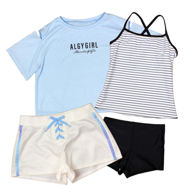 水着 女の子 キッズ ジュニア セパレート水着 ALGY アルジー 子供 Tシャツ付き タンキニ ボトム 4点セット 140cm 150cm 160cm |  | 01