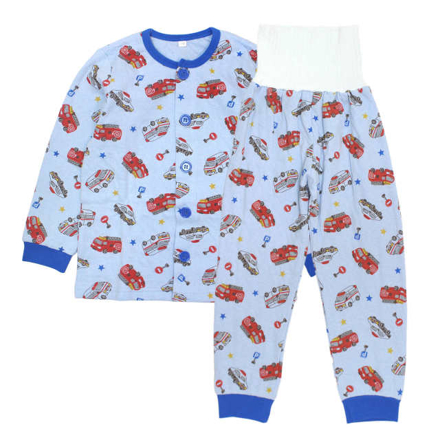 パジャマ キルト 長袖 子供 キッズ 男の子 表裏綿100% 中綿 上下 腹巻付き 丸首 前開きタイプ 働く車 寝巻き 秋 冬 100cm 110cm 120cm 130cm |  | 02