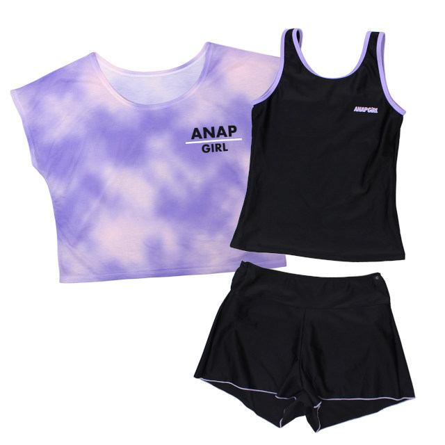スクール水着 女子 女の子 キッズ ジュニア 子供 アナップ ANAP Tシャツ キュロット セパレート水着 体型カバー 学校 水着 3点SET |  | 02