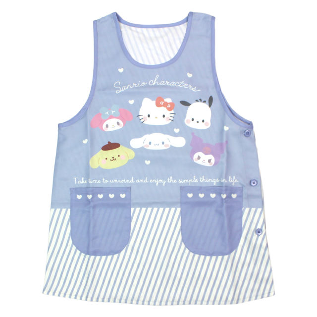 キャラクター エプロン 大人用 かわいい サンリオMIX 保育士さんに人気の脇ボタンエプロン 幼稚園 保育所 M-L |  | 02