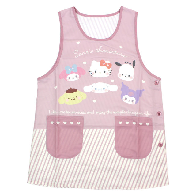 キャラクター エプロン 大人用 かわいい サンリオMIX 保育士さんに人気の脇ボタンエプロン 幼稚園 保育所 M-L |  | 01