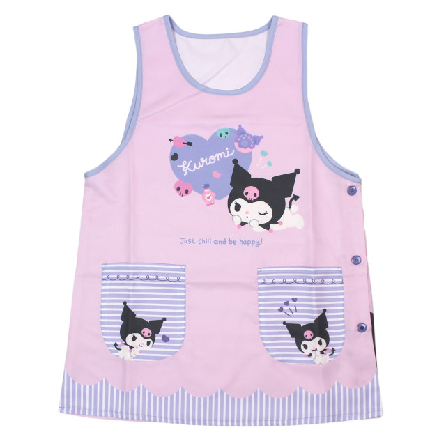 キャラクター エプロン 大人用 かわいい サンリオ クロミ 保育士さんに人気の脇ボタンエプロン 幼稚園 保育所 M-L |  | 02