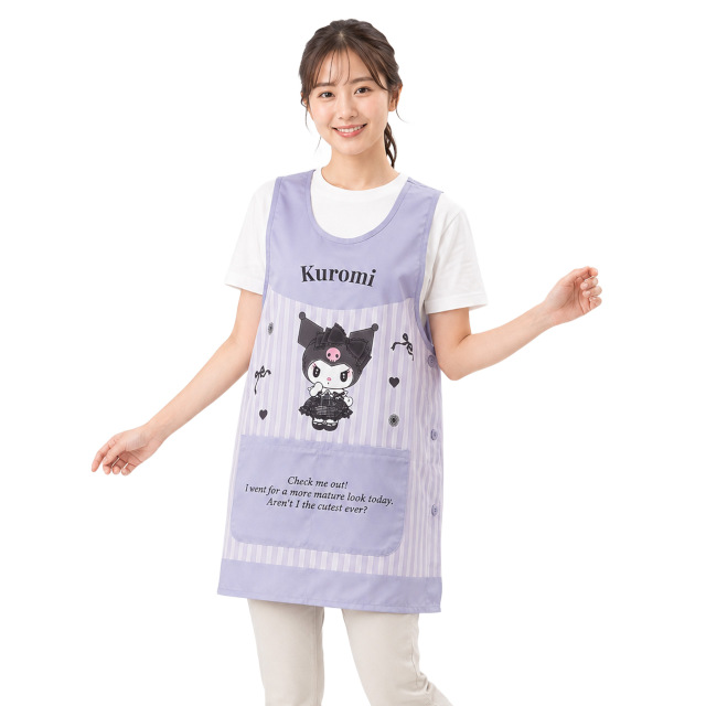 キャラクター エプロン 大人用 かわいい サンリオ クロミ 保育士さんに人気の脇ボタンエプロン 幼稚園 保育所 M-L |  | 01