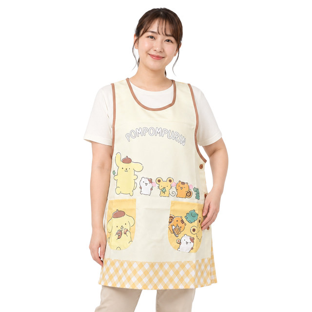 キャラクター エプロン 大人用 かわいい サンリオ ポムポムプリン 保育士 脇ボタンエプロン 幼稚園 保育所 大きいサイズ LL-3L 3L-4L |  | 01