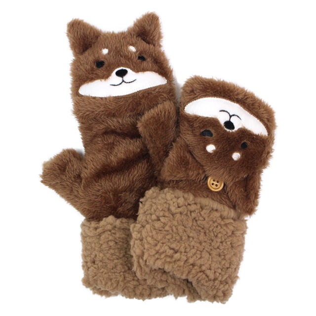 手袋 ミトン アニマル もこもこ 裏ボア かわいい あったかい 指なし