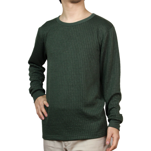 インナーシャツ メンズ 長袖 丸首 クルーネック キルト 遠赤外線加工 あったかい 防寒 保温 肌着 Tシャツ アンダーウェア M L LL |  | 01