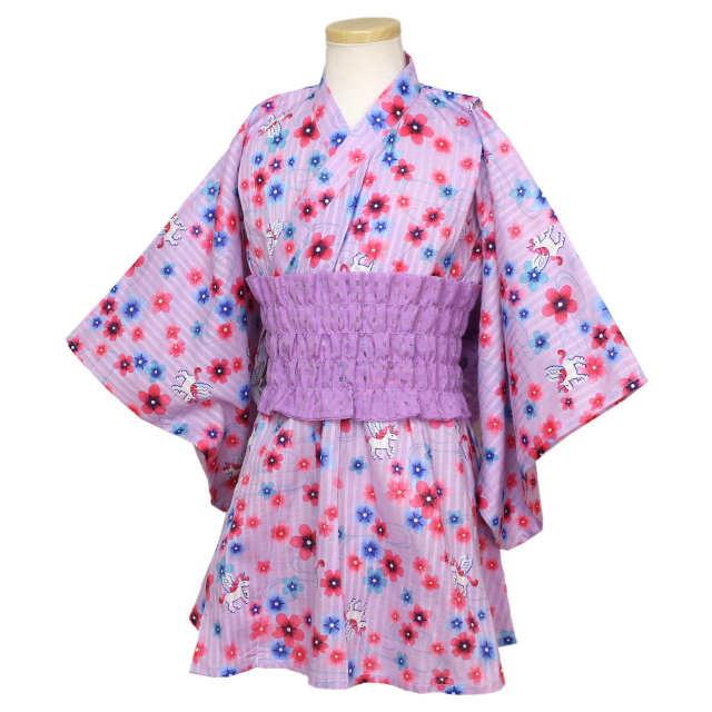 浴衣 ワンピース 浴衣ドレス 浴衣ワンピ― 女の子 キッズ 子供 和装 夏祭り 綿100%  らくらく着用 ゴムタイプ帯 100cm 110cm 120cm |  | 01