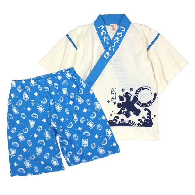 甚平 子供 キッズ 男の子 綿100% じんべい スーツ上下 鮨柄 め組柄 甚平 部屋着 パジャマ 子供甚平 100cm 110cm 120cm 130cm |  | 05