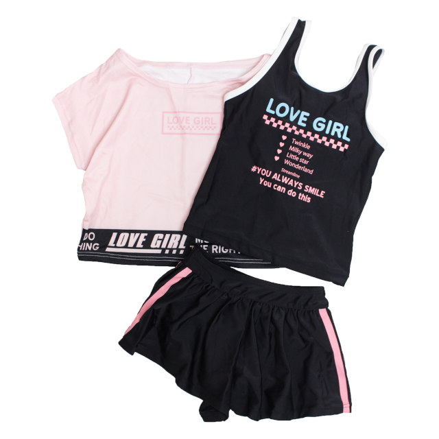 水着 女の子 子供 キッズ セパレート水着 タンキニ水着 カバーアップシャツ付き キュロット 3点セット 100cm 110cm 120cm 130cm |  | 01