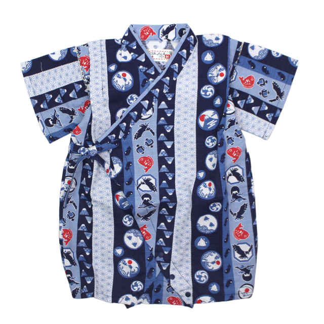 甚平 ロンパース 赤ちゃん ベビー 男の子 綿100% 日本製生地 カバーオール 甚平グレコ 部屋着 寝まき パジャマ 70cm |  | 01