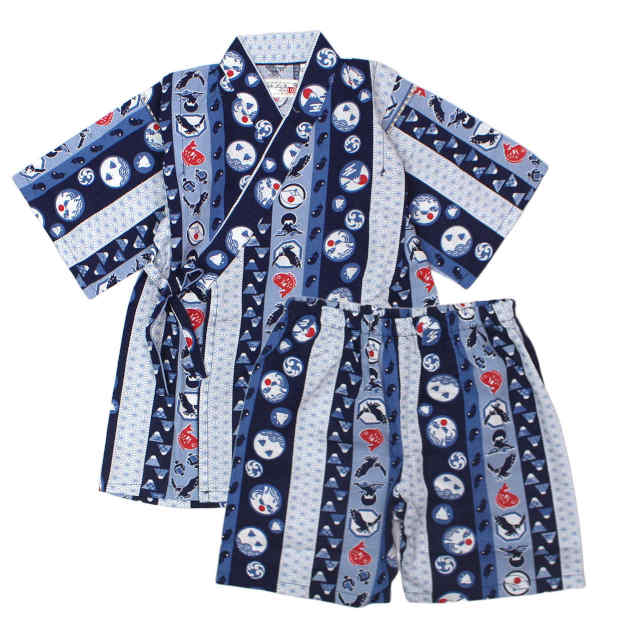 甚平 子供 キッズ 男の子 綿100% 日本製生地 じんべい スーツ上下 祭 甚平 部屋着 パジャマ 子供甚平 |  | 02