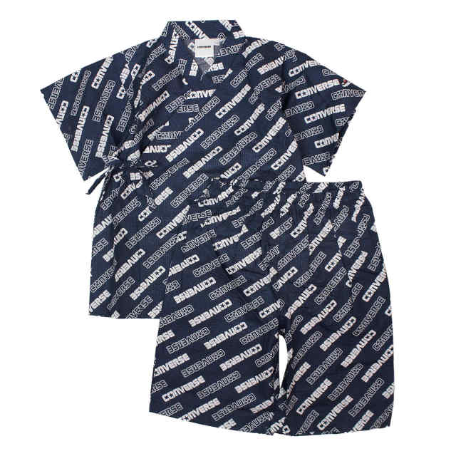 甚平 子供 キッズ 男の子 綿100% かっこいい CONVERSE じんべい 上下セット 祭 部屋着 寝まき パジャマ 110 120 130 140cm | CONVERSE | 01