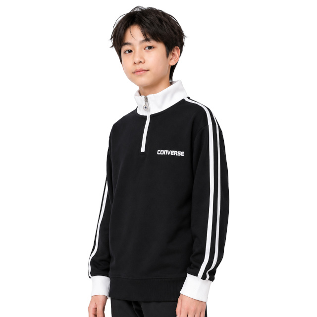 スウェット ハーフジップ トレーナー 男の子 キッズ ジュニア 子供 コンバース CONVERSE 裏毛 140cm 150cm 160cm | CONVERSE | 02