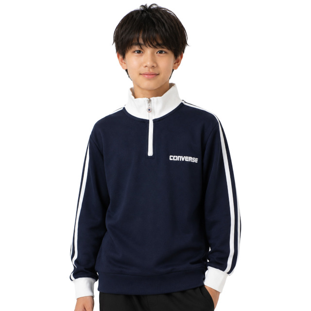 スウェット ハーフジップ トレーナー 男の子 キッズ ジュニア 子供 コンバース CONVERSE 裏毛 140cm 150cm 160cm | CONVERSE | 01