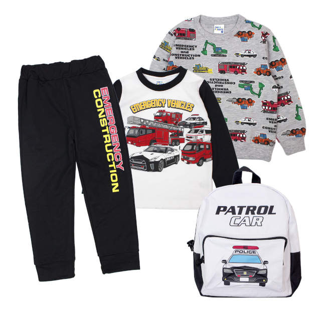 はたらくくるま キッズ 福袋 4点セット 男の子 トレーナー 長袖Tシャツ ロングパンツ リュック 子供服 パトカー 消防車 通園 通学 100cm 110cm 120cm 130cm |  | 01
