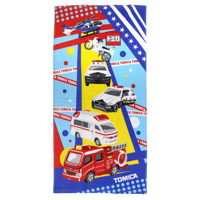 コンパクト バスタオル スポーツタオル 子供 男の子 トミカ 綿100% プール スイミングタオル フェイスタオル 50×100cm |  | 01