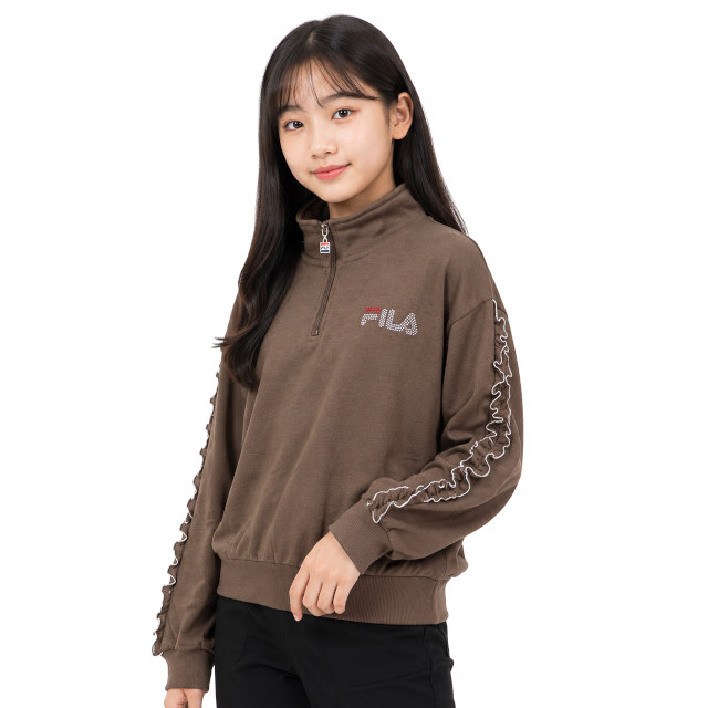 スウェット ハーフジップ トレーナー 女の子 かわいい フリル キッズ ジュニア 子供 FILA フィラ 裏毛 140cm 150cm 160cm | FILA | 02