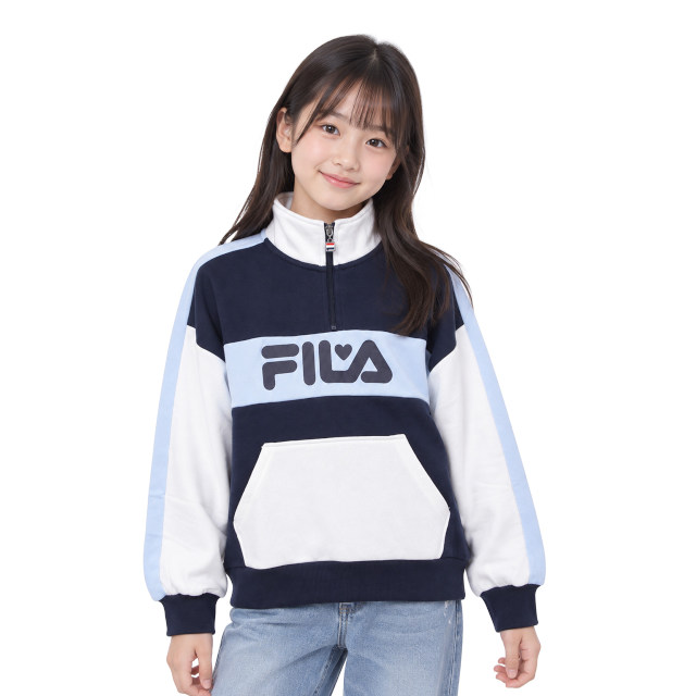スウェット ハーフジップ トレーナー 女の子 かわいい あたたかい キッズ ジュニア 子供 FILA フィラ 裏起毛 140cm 150cm 160cm | FILA | 01