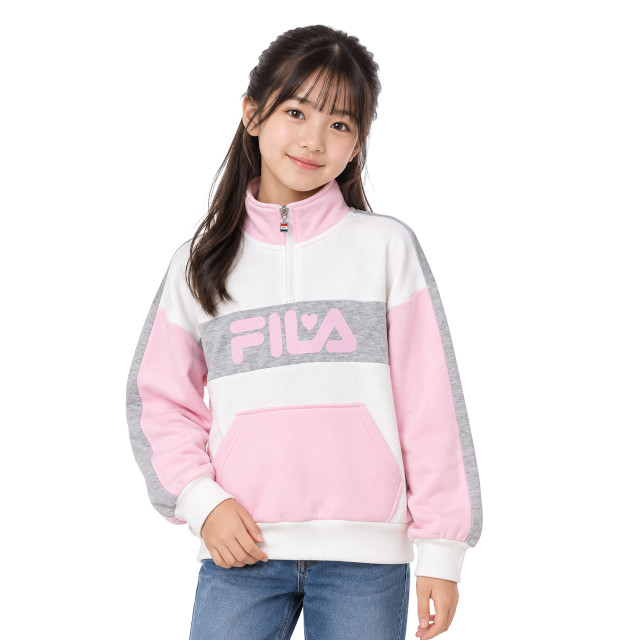 スウェット ハーフジップ トレーナー 女の子 かわいい あたたかい キッズ ジュニア 子供 FILA フィラ 裏起毛 140cm 150cm 160cm | FILA | 02