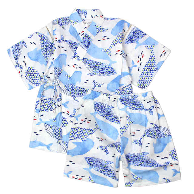 甚平 子供 キッズ 男の子 綿100% 日本製生地 じんべい スーツ上下 祭 甚平 部屋着 パジャマ 子供甚平 100 110 120 130cm |  | 02