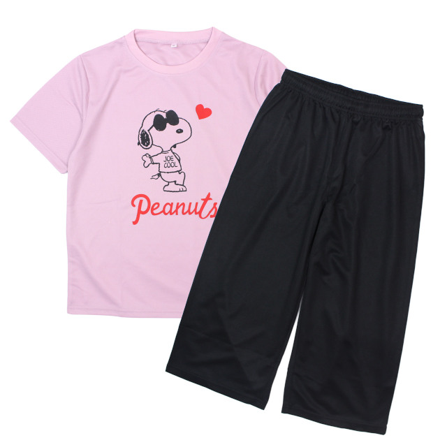 【平行輸入品】 ルームウェア 半袖 7分丈パンツ レディース パジャマ 女性 PEANUTS スヌーピー セットアップ 普段着 部屋着 M L LL |  | 04