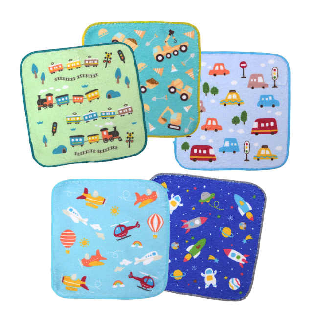 タオルハンカチ ミニ タオル 5枚セット 16×16cm 男の子 かっこいい 綿100% 手洗い お手拭き 入学準備 入園 給食 小学校 幼稚園 |  | 01