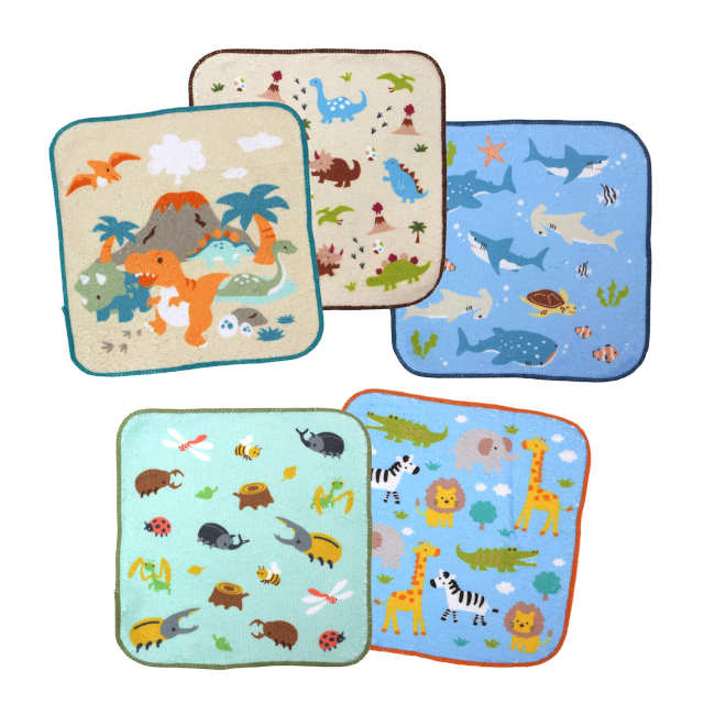 タオルハンカチ ミニタオル 5枚セット 16×16cm 男の子 かっこいい 綿100% 手洗い お手拭き 入学準備 入園 給食 小学校 幼稚園 |  | 01