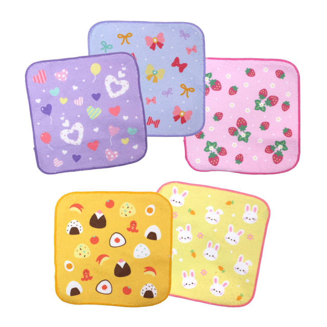タオルハンカチ ミニ タオル 5枚セット 16×16cm 女の子 かわいい 綿100% 手洗い お手拭き 入学準備 入園 給食 小学校 幼稚園 |  | 01