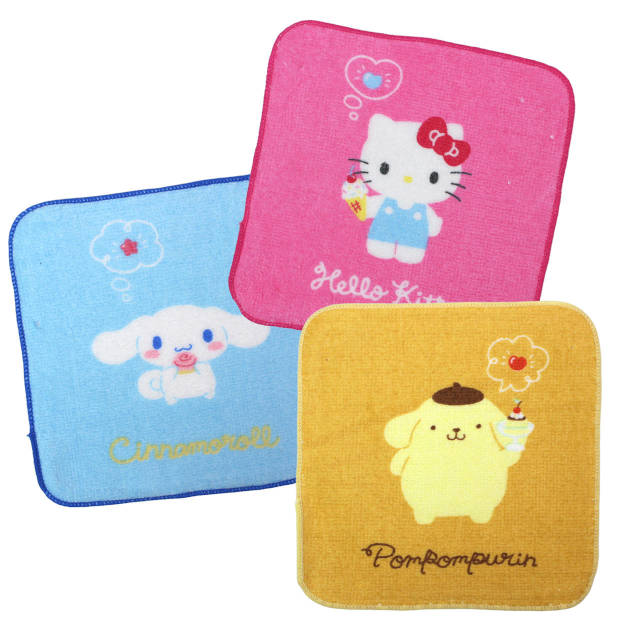 タオルハンカチ ミニ タオル 3枚セット 16×16cm 女の子 サンリオ 綿100% 手洗い お手拭き 入学準備 入園 給食 小学校 幼稚園 |  | 01