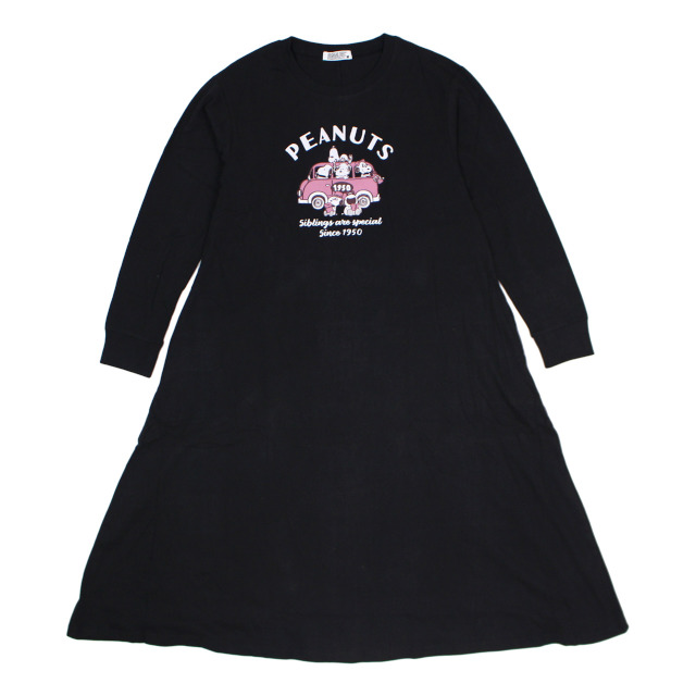 ロングTシャツ ワンピース 長袖 PEANUTS スヌーピー Aライン ルーム