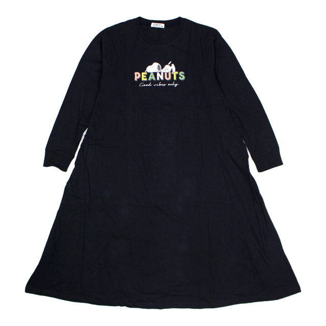 ロングTシャツ ワンピース 長袖 PEANUTS スヌーピー Aライン ルーム