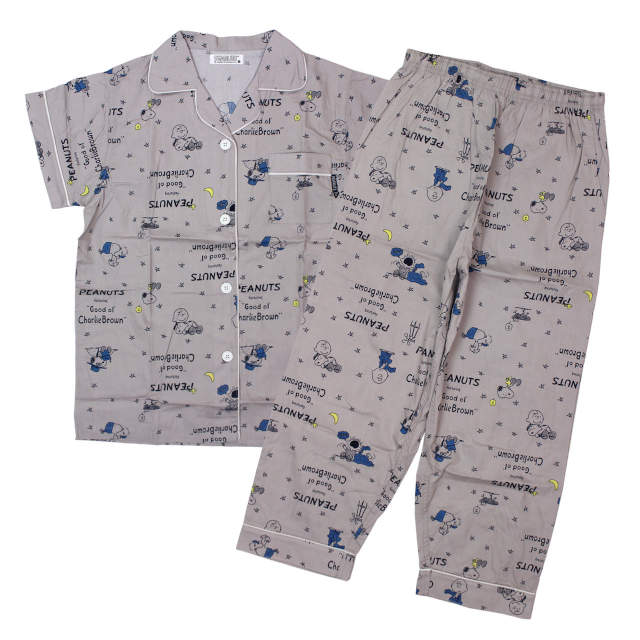 パジャマ 半袖 アンクル丈 レディース ルームウェア 女性 PEANUTS スヌーピー ぱじゃま 前開き 部屋着 M L |  | 01